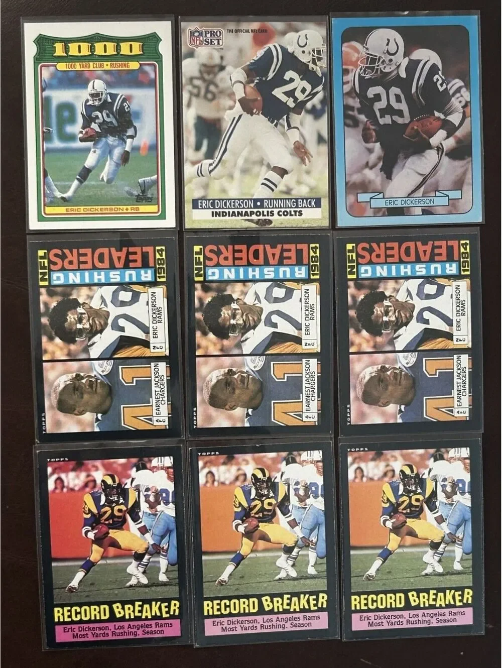 HOF RB ERIC DICKERSON COLLECTION PANINI/TOPPS/PRO SET + 19 NM VINTAGE CARD LOT